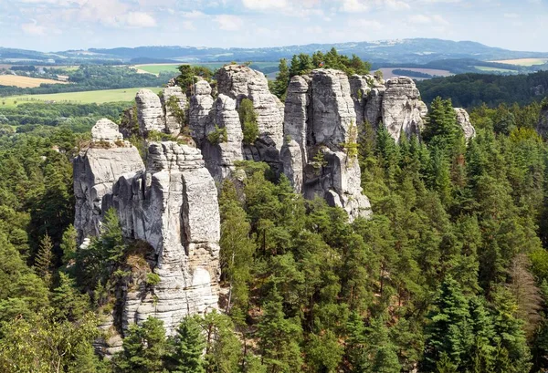 Hruboskalske Skalni Mesto岩のパノラマ 砂岩の岩の都市 Cesky Raj チェコやボヘミアの楽園 チェコ共和国 — ストック写真