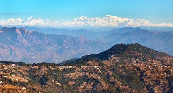 Himalaya Och Berget Nanda Devi Panoramautsikt Över Indiska Himalaya Stort — Stockfoto
