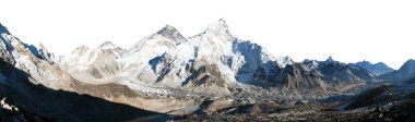 Kala Patthar, Sagarmatha Ulusal Parkı, Khumbu Walley, Solukhumbu, Nepal Himalays 'den izole edilmiş Everest dağının akşam panoramik görüntüsü