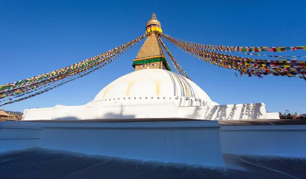 Boudha Bodhnath Nebo Boudhanath Stúpa Modlitebními Vlajkami Největší Buddhistická Stúpa — Stock fotografie