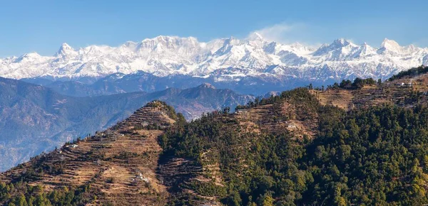 Himalaya Panoramautsikt Över Indiska Himalaya Stort Himalaya Utbud Uttarakhand Indien — Stockfoto