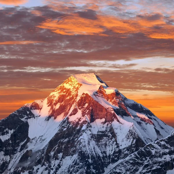 Mount Dhaulagiri Kvällssolnedgång Utsikt Över Berget Dhaulagiri Nepal Himalaya Bergen — Stockfoto