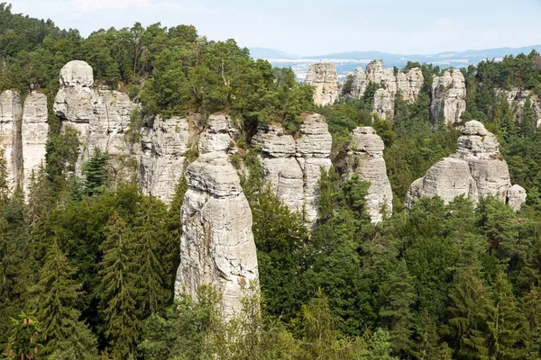 Hruboskalske Skalni Mesto Rock Panorama Ciudad Piedra Arenisca Cesky Raj —  Fotos de Stock