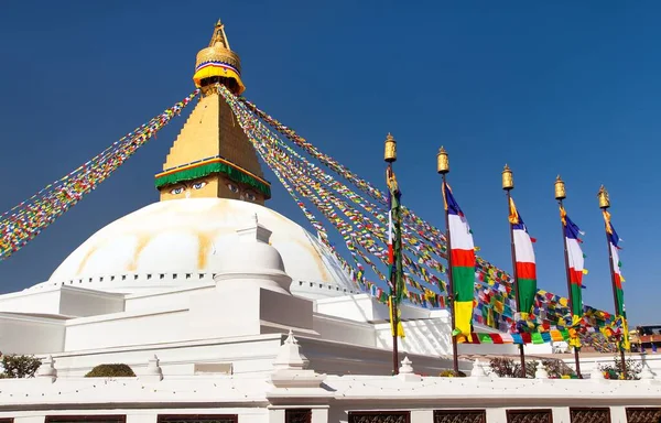 Boudha Bodhnath Boudhanath Stupa Con Banderas Oración Estupa Budista Más —  Fotos de Stock