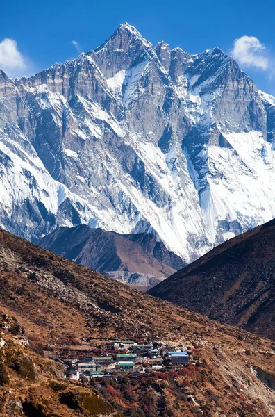 Mount Lhotse Lhotse Shar Shomare Falu Khumbu Völgy Nepál Himalája — Stock Fotó