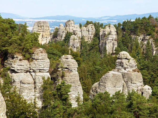 Hruboskalske Skalni Mesto Rock Panorama Ciudad Piedra Arenisca Cesky Raj —  Fotos de Stock