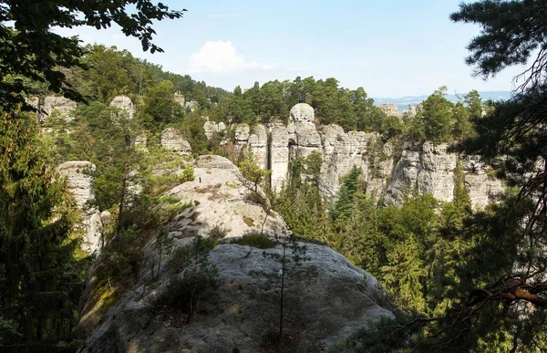 Hruhske Skalni Mesto Rock Panorama Sandstone Rock City Cesky Raj — стоковое фото