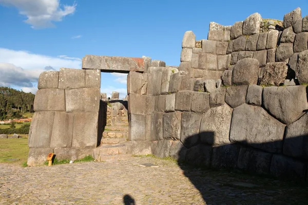 Porta Pedra Vista Sacsayhuaman Inca Ruínas Cusco Cuzco Cidade Peru — Fotografia de Stock