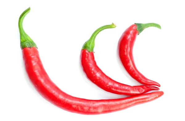 Tři červené chilli papričky — Stock fotografie