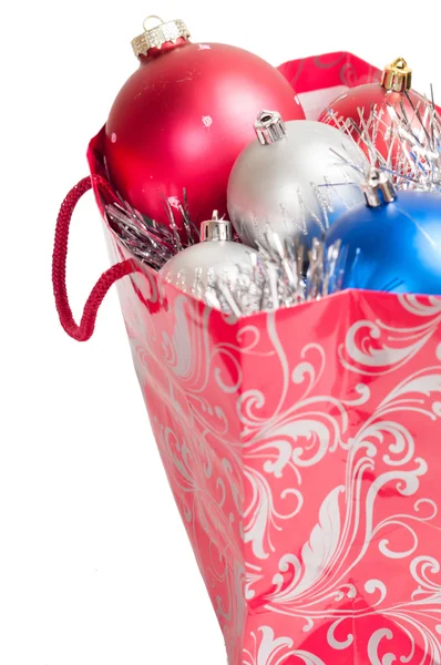 Bolsa con bolas de cristmas — Foto de Stock