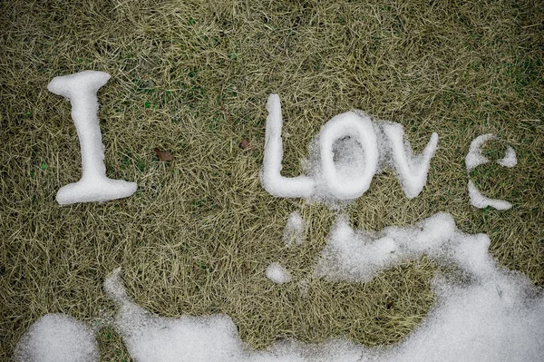 I Love. Message made of snow. — Stock Photo, Image