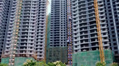 İnşaat halindeki yüksek binaların panoraması 