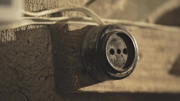 Man Inserting Taking Out Vintage Electric Plug Old Electrical Socket — Vídeos de Stock