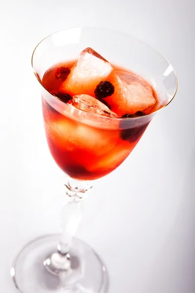 Traditional Italian coctail, sangria, wine, orange, berries, ice — Stock Photo, Image
