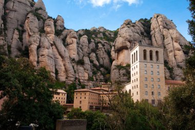 Barcelona, Spain, Monastery of Montserrat, the patriotic symbol and a center of pilgrimage of Catalonia. clipart