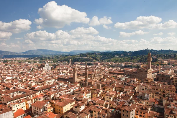 Florens, Italien, Florens domkyrka, brunnaleski kupol, stadsbilden i Florens från giotto tower — Stockfoto