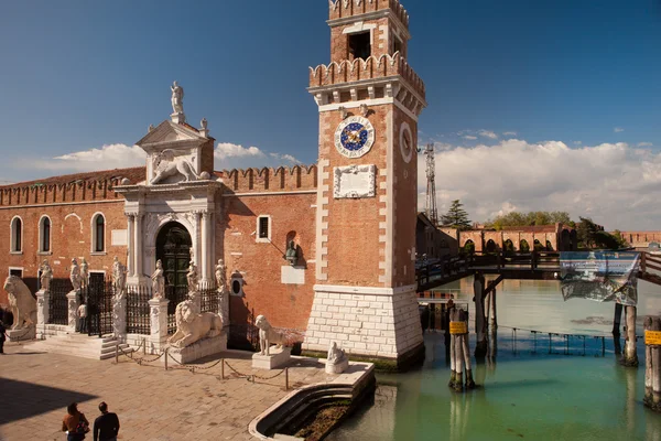 North Italy, Venice, Clock tower of  the Arsenal, sundial — Stock Photo, Image