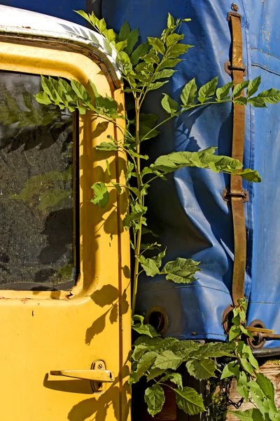 Viejo camión amarillo oxidado — Foto de Stock