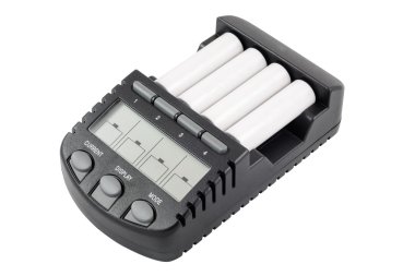 Intelligent accumulator battery charger with AA batteries clipart