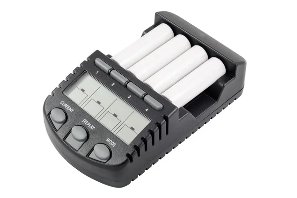 Intelligent accumulator battery charger with AA batteries — Stock Photo, Image