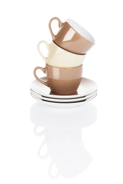 Kahverengi ve bej kahve fincanı zımbalanmış — Stok fotoğraf