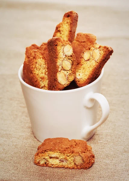 Cantuccini cookies in a coffee cup — Stock Photo, Image