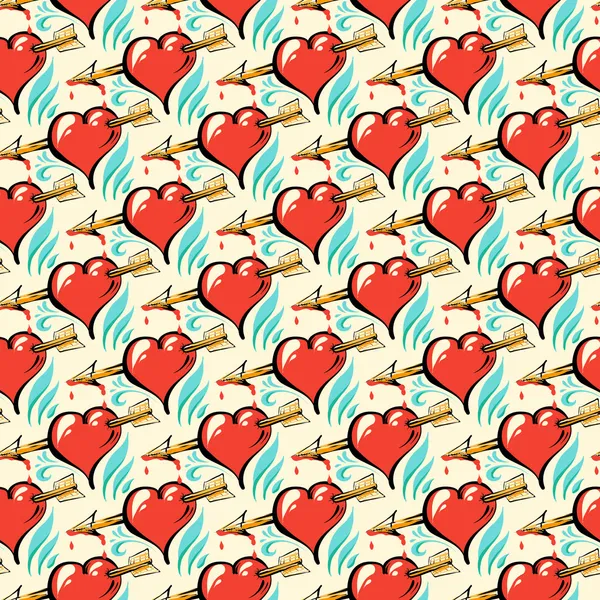 Sömlösa mönster av hjärtan — Stock vektor