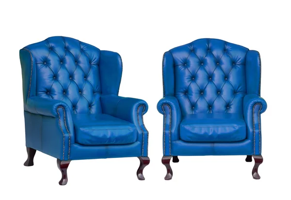 Luxury vintage blue armchair on white background — Stock Photo, Image