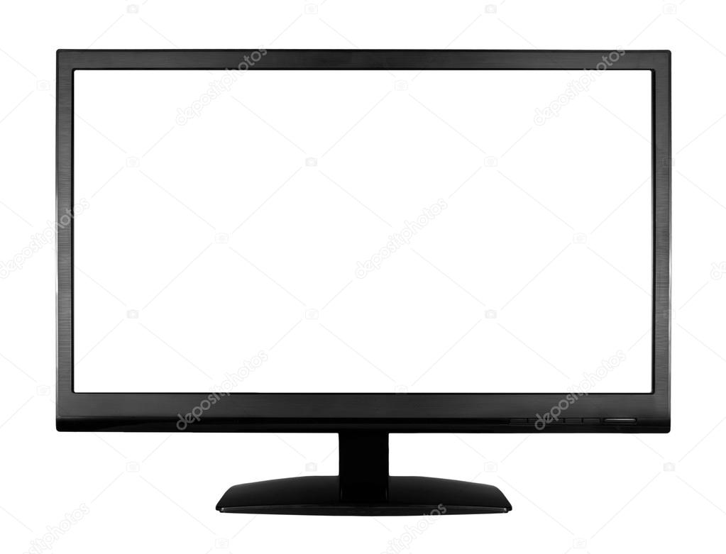 Wide screen high definition LCD monitor isolated on white background