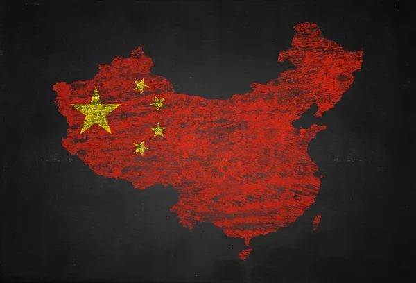 Mapa da bandeira chinesa vermelha — Fotografia de Stock