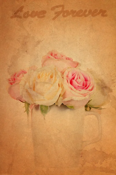 Old brown pink rose grunge paper background — Zdjęcie stockowe