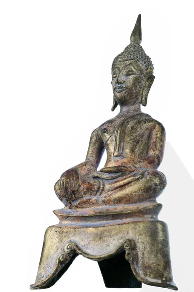 Rusty vintage green buddha statue isolated on white background — Stock Photo, Image