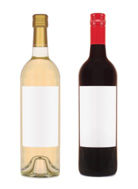 açık arka plan üzerinde izole kırmızı ve beyaz şarap şişeleri