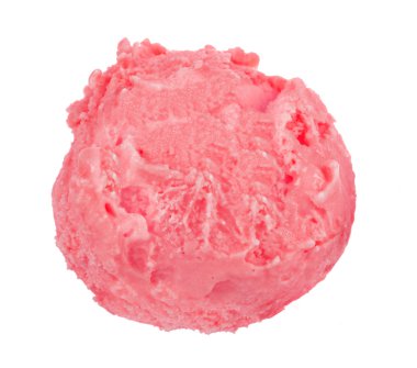 Beyaz arka plan üzerinde izole çilekli dondurma topu