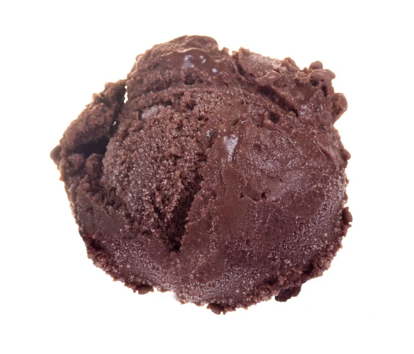 Bola de helado de chocolate aislada sobre fondo blanco — Foto de Stock