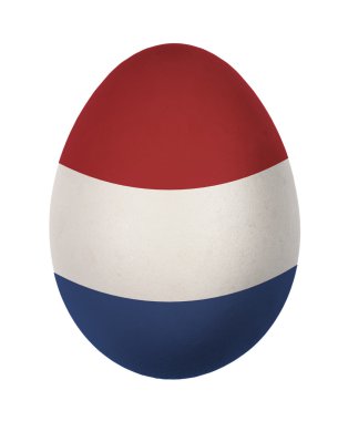 Beyaz arka plan üzerinde izole renkli Hollanda bayrağı Paskalya yortusu yumurta