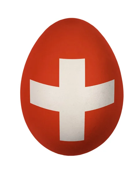 Barevné Švýcarsko vlajky velikonoční vajíčko izolovaných na bílém pozadí — Stock fotografie