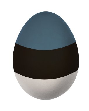 Beyaz arka plan üzerinde izole renkli Estonya bayrağı Paskalya yortusu yumurta