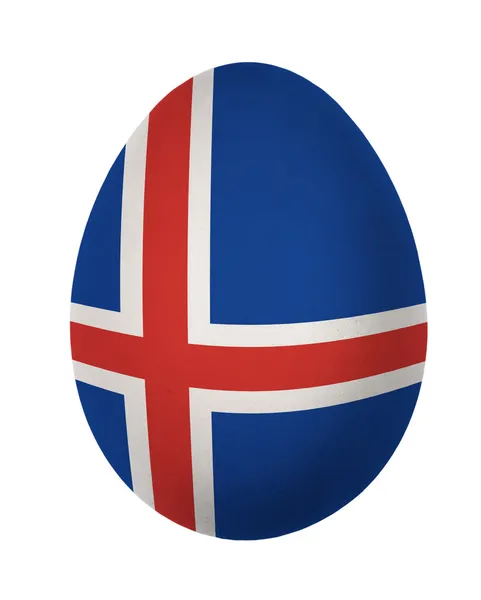 Oeuf de Pâques drapeau Islande coloré isolé sur fond blanc — Photo