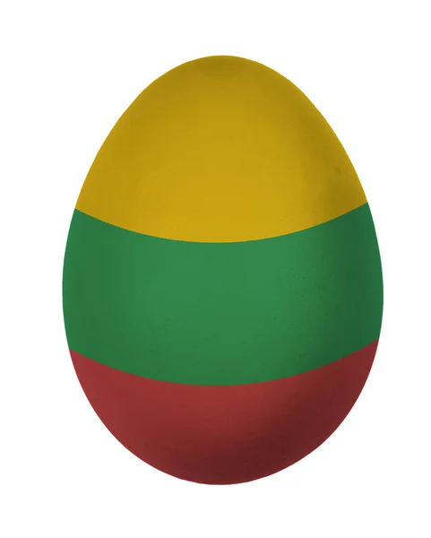Beyaz arka plan üzerinde izole renkli Litvanya bayrağı Paskalya yortusu yumurta — Stok fotoğraf