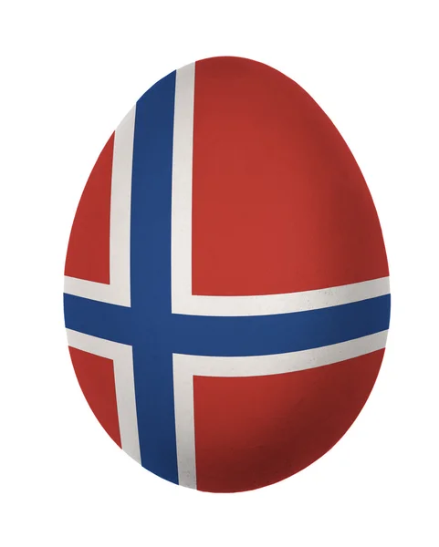Oeuf de Pâques drapeau Norvège coloré isolé sur fond blanc — Photo