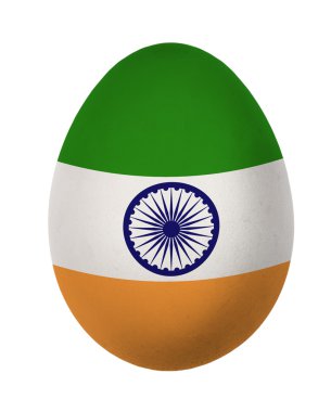 Beyaz arka plan üzerinde izole renkli Hindistan bayrağı Paskalya yortusu yumurta