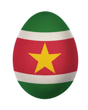 Beyaz arka plan üzerinde izole renkli Surinam bayrak Paskalya yortusu yumurta