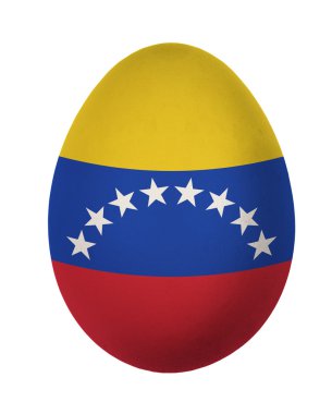 Beyaz arka plan üzerinde izole renkli Venezüella bayrağı Paskalya yortusu yumurta