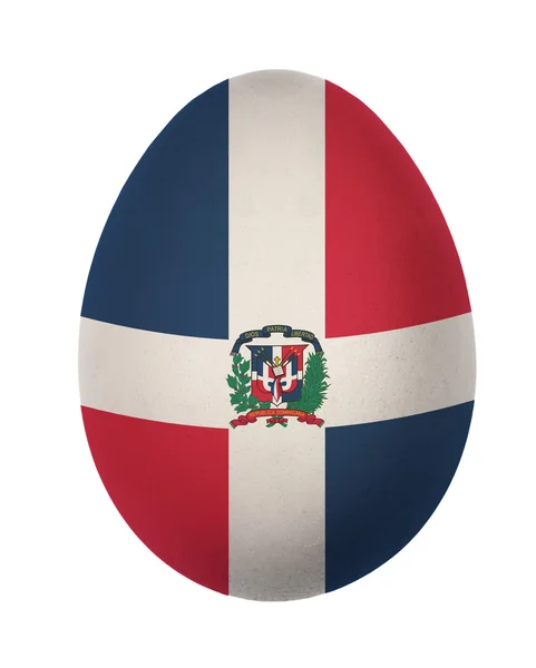 多彩多米尼加共和国旗帜复活节彩蛋被隔绝在白色背景上 — 图库照片