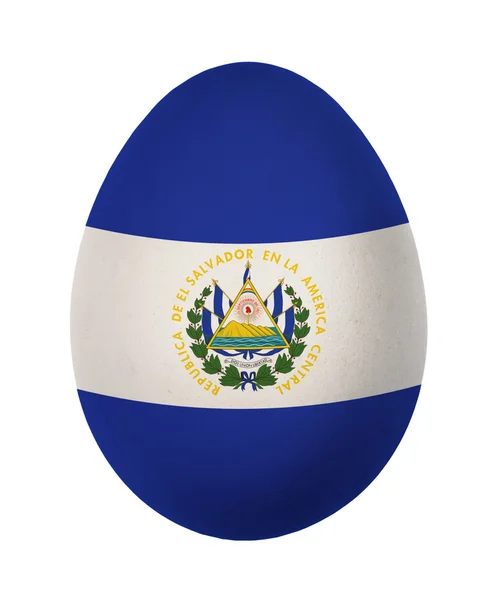 Barevné Salvadoru vlajku velikonoční vajíčko izolovaných na bílém pozadí — Stock fotografie