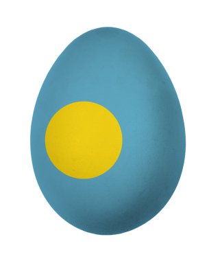 Beyaz arka plan üzerinde izole renkli palau bayrak Paskalya yortusu yumurta