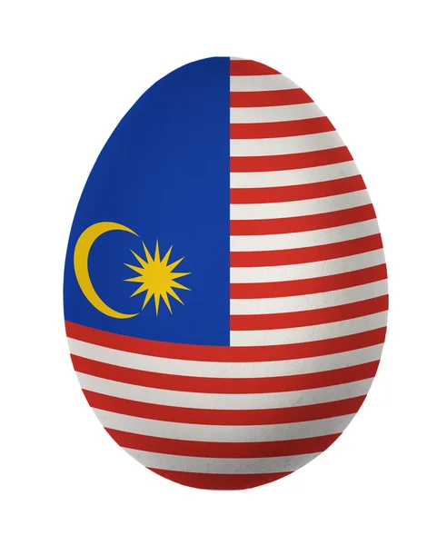 Bandeira colorida da Malásia Ovo de Páscoa isolado sobre fundo branco — Fotografia de Stock