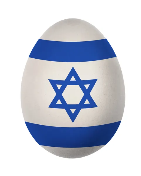 Barevné Izrael vlajka velikonoční vajíčko izolovaných na bílém pozadí — Stock fotografie