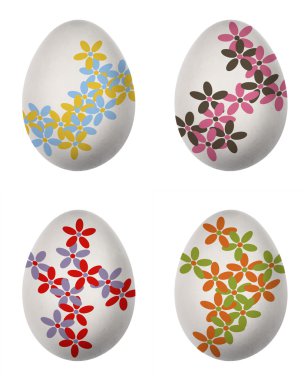 Paskalya yortusu yumurta boya beyaz zemin üzerine izole çiçek